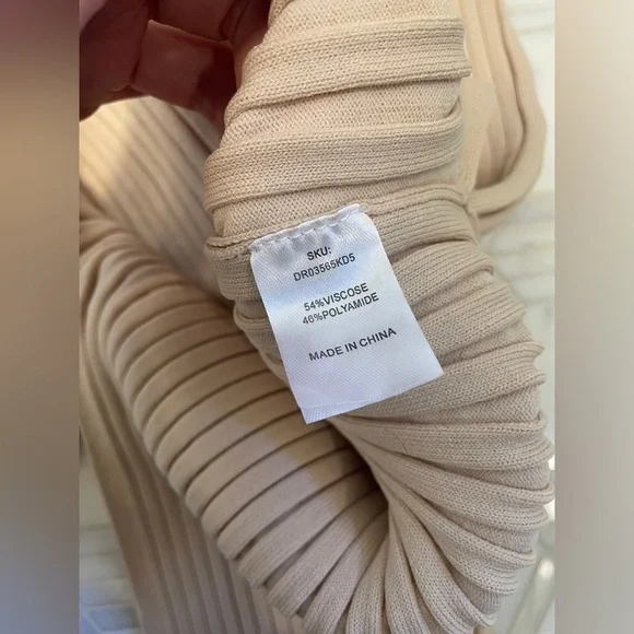 NWT Meshki Lori Halter Strap Ruched Front Ribbed Knit Midi Dress | S - Picture 5 of 6